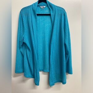 ✨ 4 for $30 ✨ TanJay Teal Lightweight Eyelet Open Cardigan Size 2X